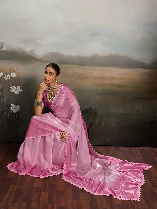 Rose_Pink_Satin_Saree_With_Designer_Lace_Border_Default_Title