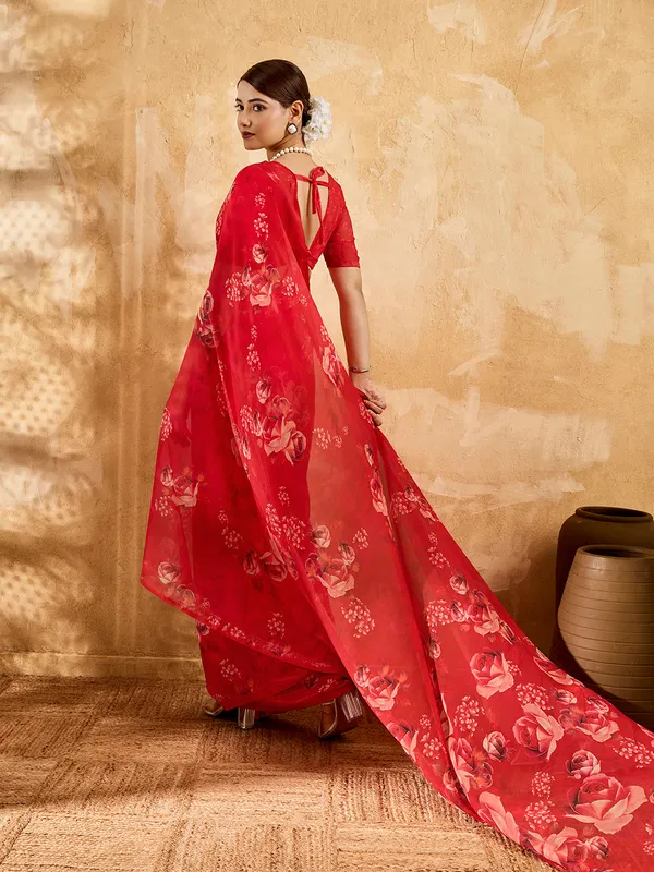 Crimson_Red_Georgette_Saree_With_Rose_Floral_Printed_Border_Default_Title