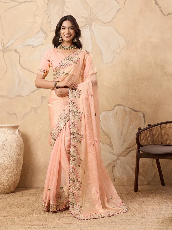 Blush_Peach_Soft_Fendy_Chiffon_Saree_With_Heavy_Embroidered_Border_Default_Title