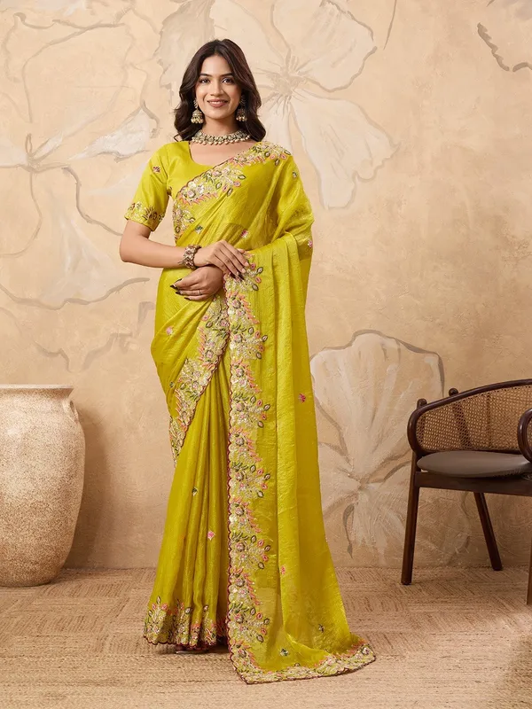 Lime_Green_Soft_Fendy_Chiffon_Saree_With_Heavy_Embroidered_Border_Default_Title