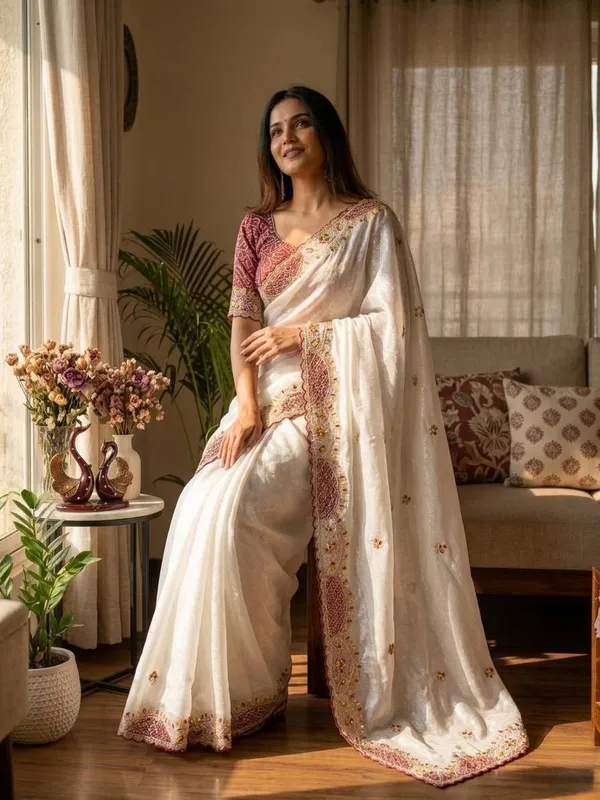 White_Soft_Crunchy_Silk_Saree_With_Embroidered_Designer_Border_Default_Title