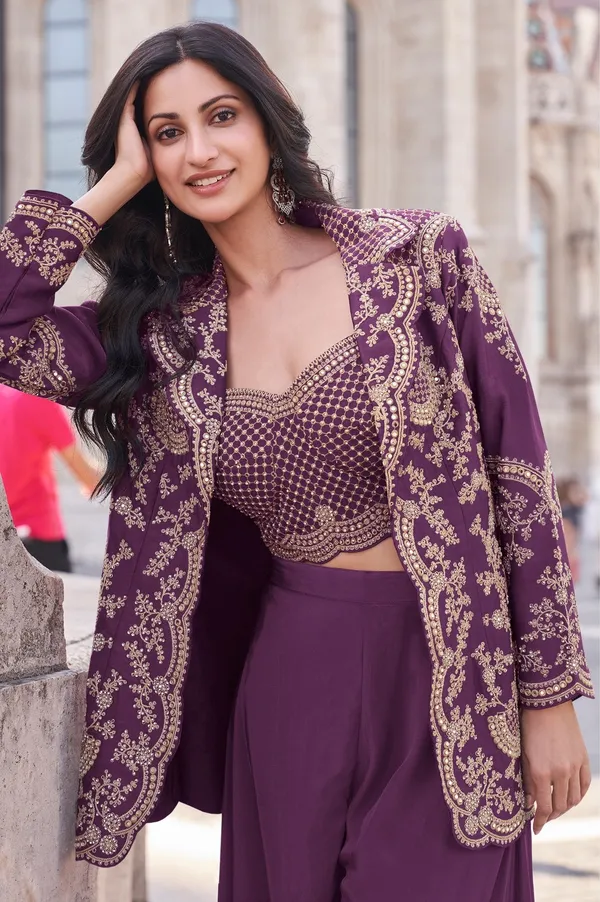 Royal_Purple_Chinon_Silk_Readymade_Sharara_Set
