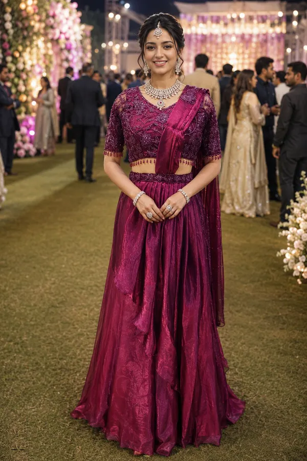 Wine_Sequin_Border_Ready_To_Wear_Saree_Default_Title