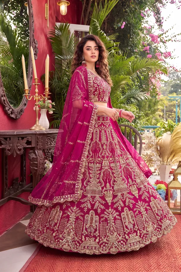 Magenta_Heavy_Embroidered_Butterfly_Net_Lehenga_Choli_Set_Default_Title