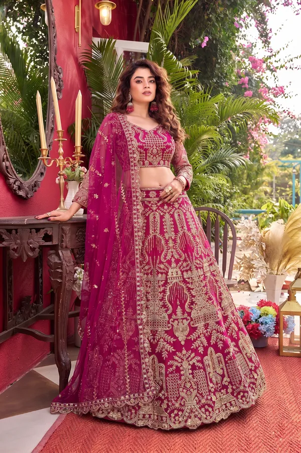 Magenta_Heavy_Embroidered_Butterfly_Net_Lehenga_Choli_Set_Default_Title