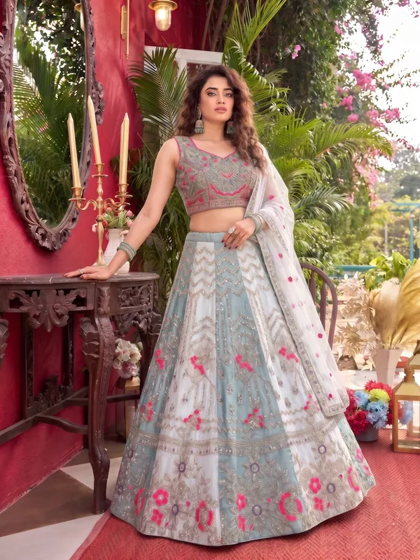 Sky_Blue_Floral_Embroidered_Tabby_Silk_Lehenga_Choli_Set_Default_Title