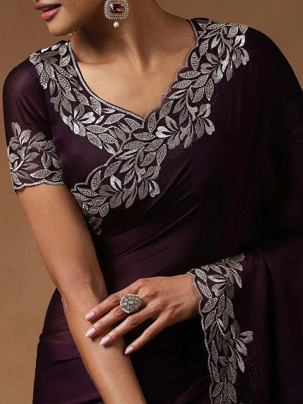 Ethnivo_Wine_Purple_Floral_Border_Fandy_Chiffon_Silk_Saree_Default_Title