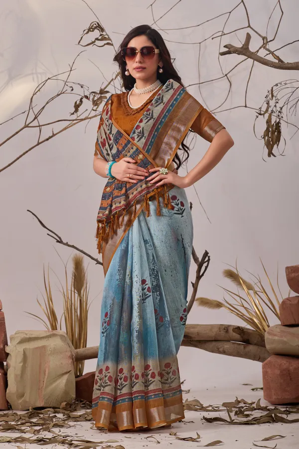 Sky_Blue_Mustard_Border_Classy_Designer_Printed_Saree_Default_Title