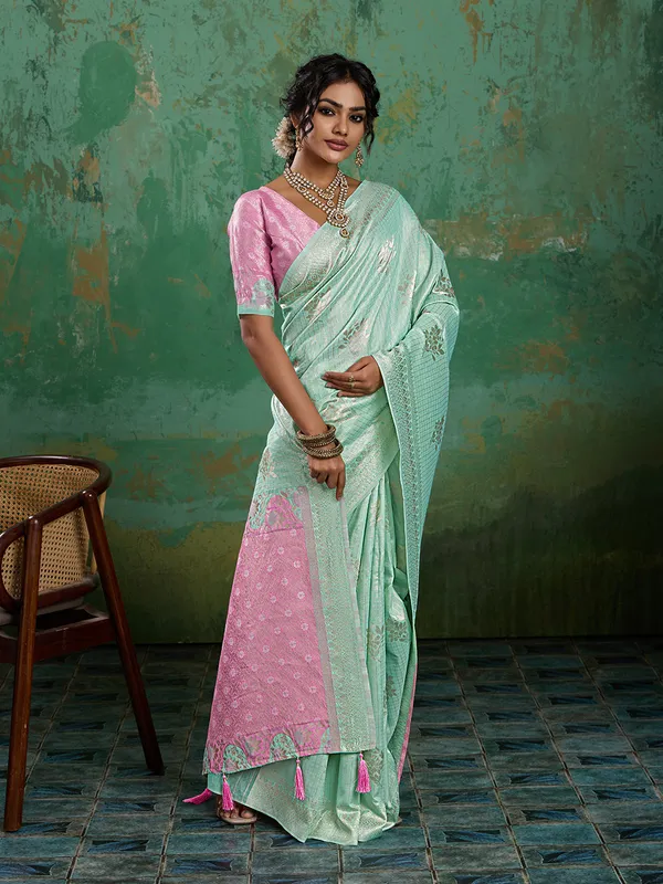 Mint_Green_Pink_Zari_Border_Linen_Cotton_Saree_Default_Title