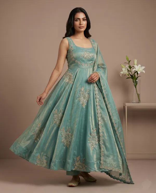 Ethnivo_Sky_Blue_Pure_Fendy_Silk_Anarkali_Suit_With_Embroidered_Border_Dupatta