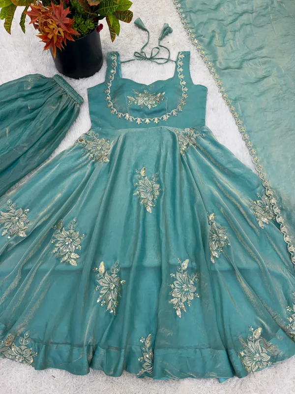 Ethnivo_Sky_Blue_Pure_Fendy_Silk_Anarkali_Suit_With_Embroidered_Border_Dupatta