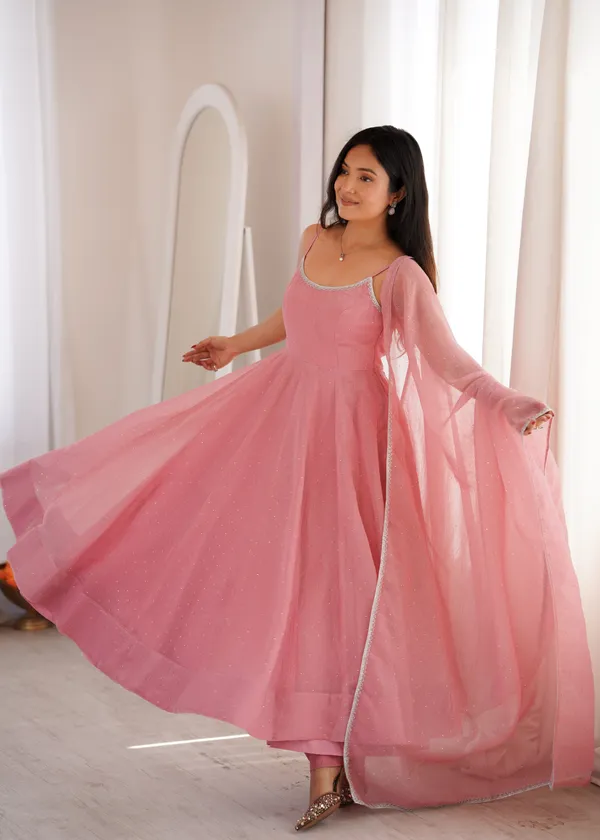 Ethnivo_Baby_Pink_Crunchy_Silk_Anarkali_Suit_With_Silver_Border_Dupatta
