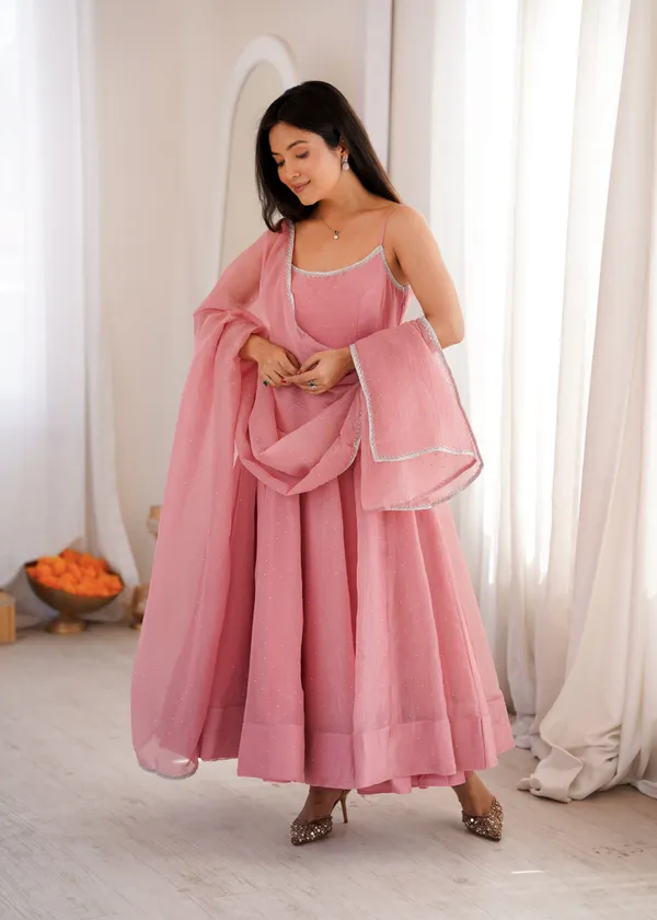 Ethnivo_Baby_Pink_Crunchy_Silk_Anarkali_Suit_With_Silver_Border_Dupatta