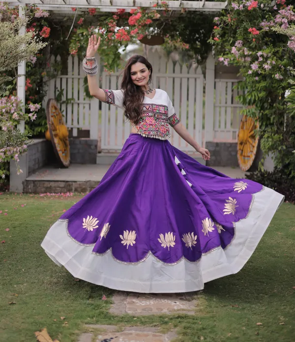 Royal_Purple_White_Roman_Silk_Semi_Stitched_Navratri_Lehenga_Choli_With_Elegant_White_Contrast_Border_Default_Title