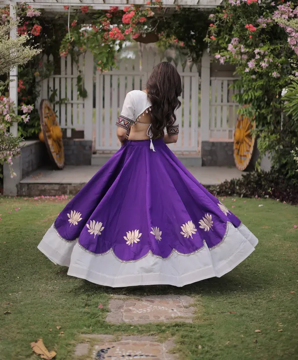 Royal_Purple_White_Roman_Silk_Semi_Stitched_Navratri_Lehenga_Choli_With_Elegant_White_Contrast_Border_Default_Title