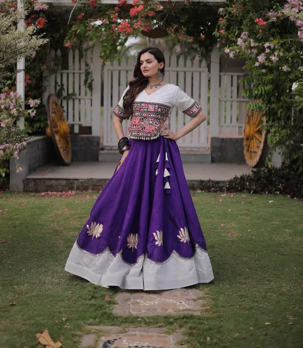 Royal_Purple_White_Roman_Silk_Semi_Stitched_Navratri_Lehenga_Choli_With_Elegant_White_Contrast_Border_Default_Title