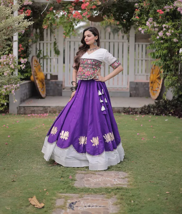 Royal_Purple_White_Roman_Silk_Semi_Stitched_Navratri_Lehenga_Choli_With_Elegant_White_Contrast_Border_Default_Title