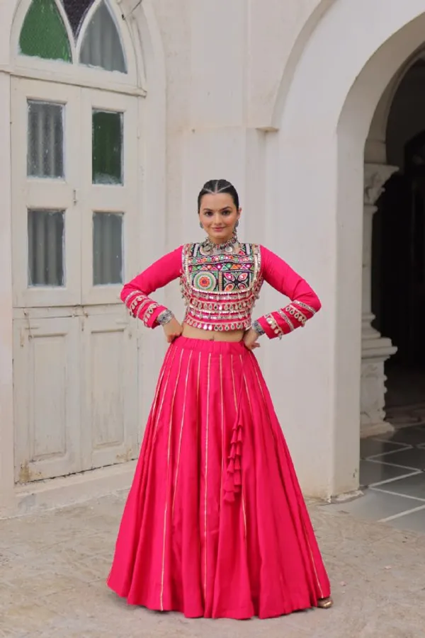 Navratri_Rani_Pink_Roman_Silk_Designer_Lehenga_With_Mirror_Work_Border_Default_Title