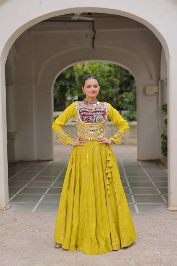 Navratri_Mustard_Yellow_Roman_Silk_Designer_Lehenga_With_Mirror_Work_Border_Default_Title