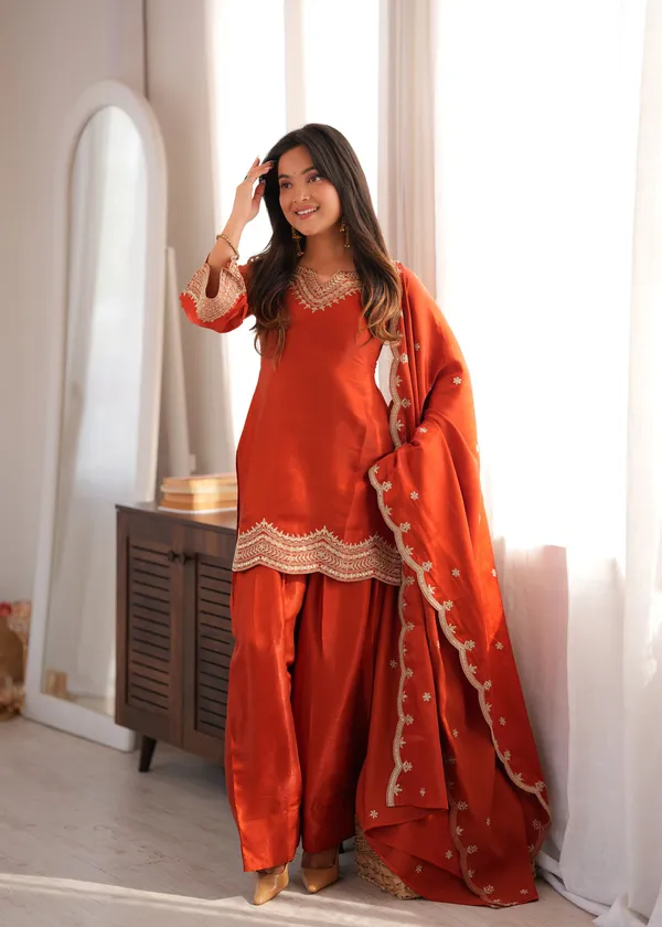 Ethnivo_Rust_Orange_Glass_Roman_Silk_Ready_To_Wear_Festive_Suit_Set_With_Embroidered_Border_Dupatta