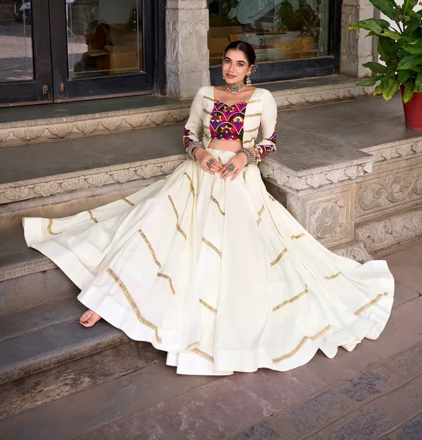 Off_White_Pure_Rayon_Navratri_Designer_Lehenga_Choli_With_Multicolor_Embroidered_Border_Jacket_Default_Title