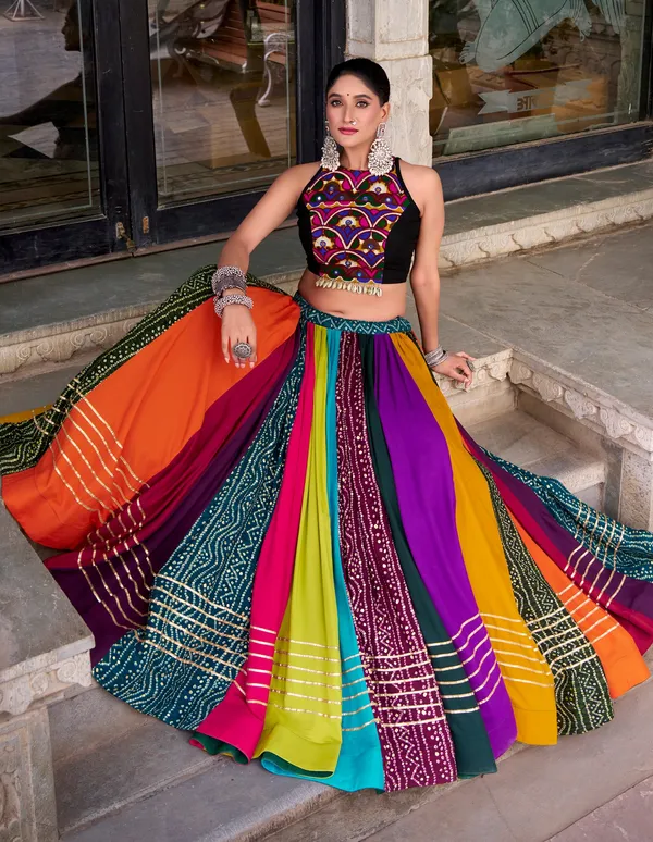 Multicolor_Premium_Georgette_Navratri_Designer_Lehenga_Choli_With_Golden_Stripe_Border_Default_Title