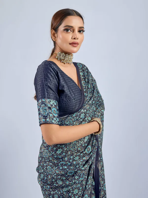 Navy_Blue_Chiffon_Party_Wear_Saree_With_Printed_Designer_Border_Default_Title