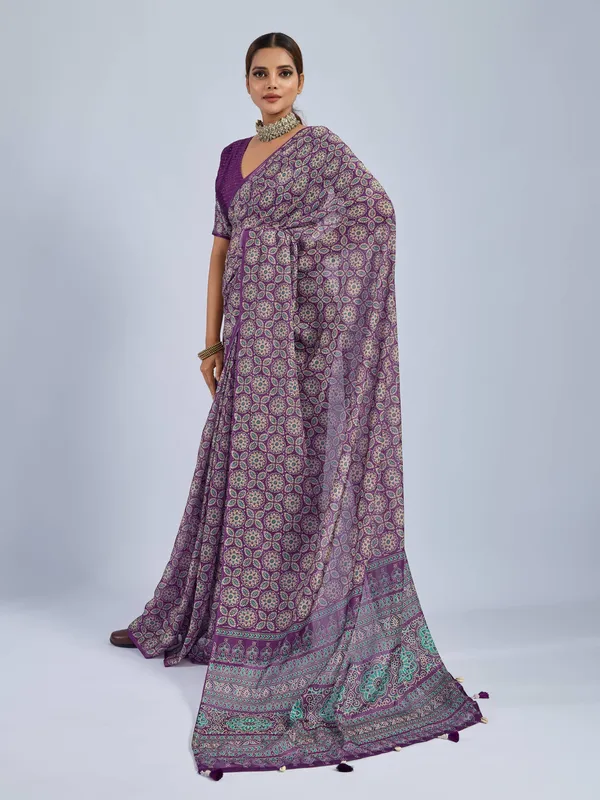 Royal_Purple_Chiffon_Party_Wear_Saree_With_Traditional_Printed_Border_Default_Title