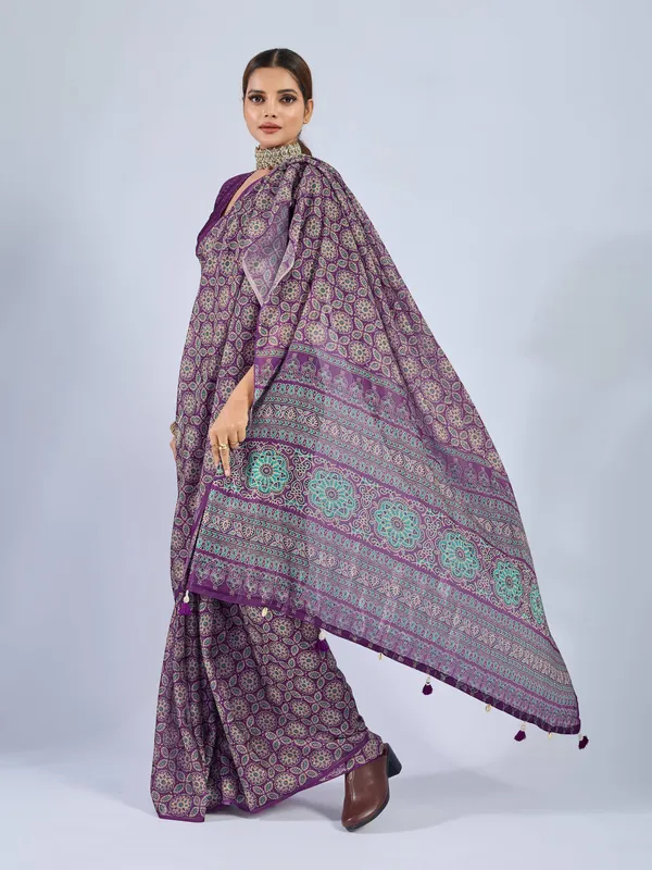 Royal_Purple_Chiffon_Party_Wear_Saree_With_Traditional_Printed_Border_Default_Title