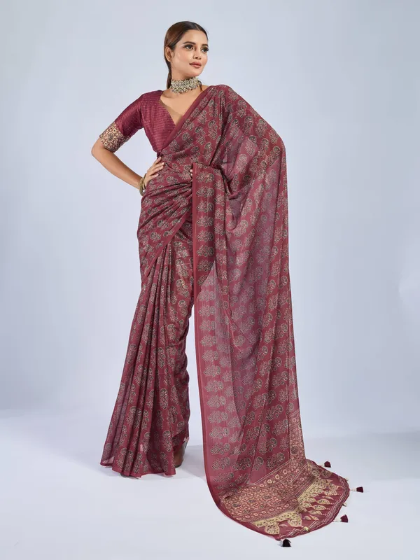 Rose_Pink_Chiffon_Party_Wear_Saree_With_Traditional_Printed_Border_Default_Title