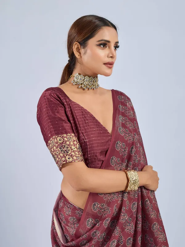 Rose_Pink_Chiffon_Party_Wear_Saree_With_Traditional_Printed_Border_Default_Title