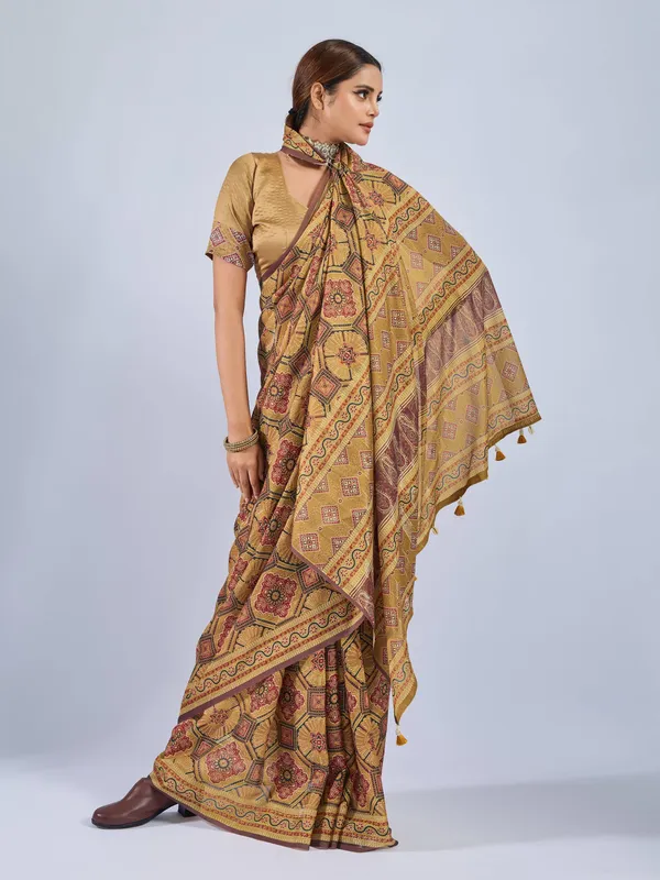 Mustard_Yellow_Chiffon_Party_Wear_Saree_With_Traditional_Printed_Border_Default_Title