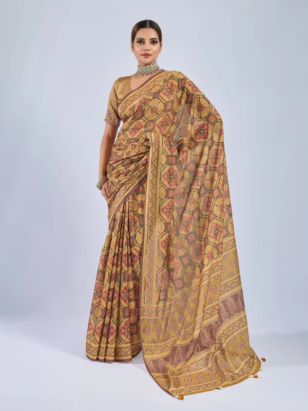 Mustard_Yellow_Chiffon_Party_Wear_Saree_With_Traditional_Printed_Border_Default_Title