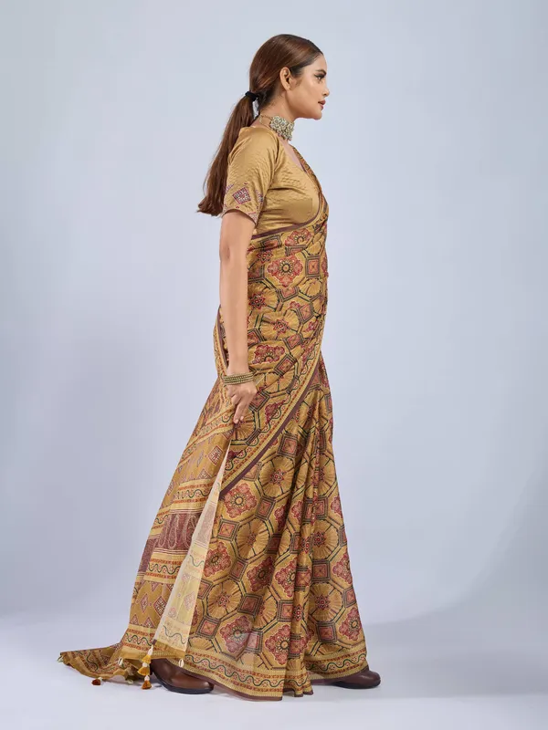 Mustard_Yellow_Chiffon_Party_Wear_Saree_With_Traditional_Printed_Border_Default_Title