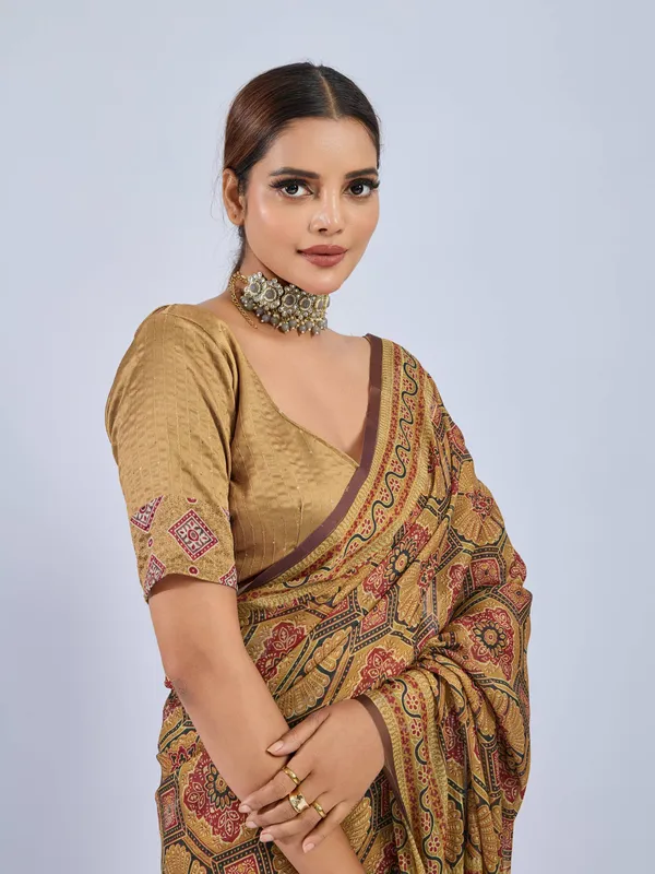 Mustard_Yellow_Chiffon_Party_Wear_Saree_With_Traditional_Printed_Border_Default_Title