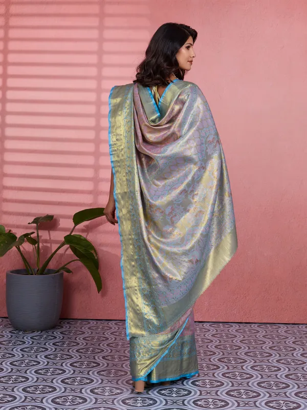 Pastel_Lavender_Sky_Blue_Kanchipuram_Silk_Saree_With_Rich_Zari_Border_Default_Title