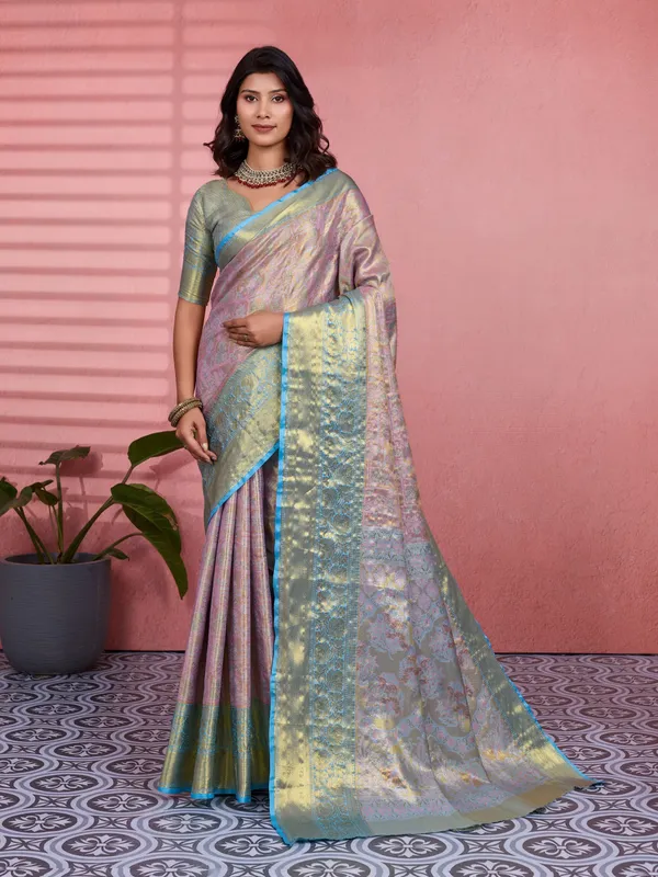 Pastel_Lavender_Sky_Blue_Kanchipuram_Silk_Saree_With_Rich_Zari_Border_Default_Title