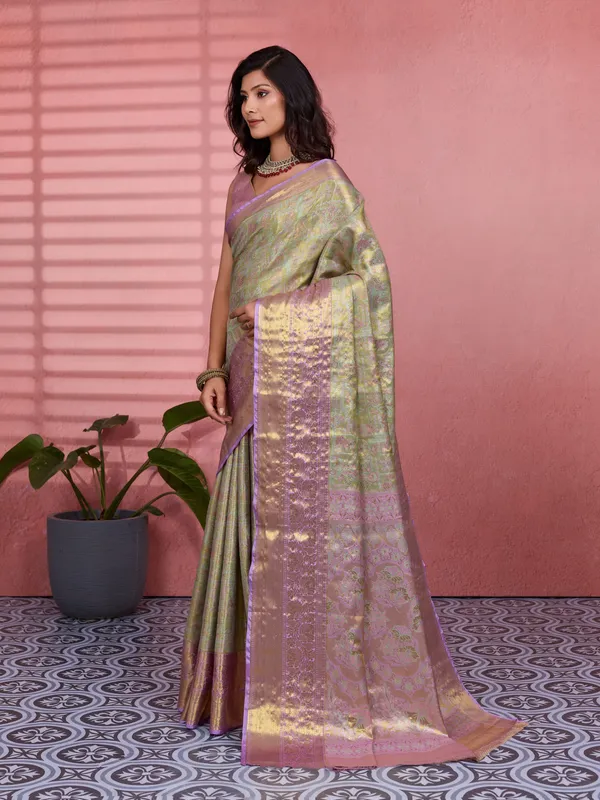 Pastel_Mint_Green_Lavender_Kanchipuram_Silk_Saree_With_Rich_Zari_Border_Default_Title