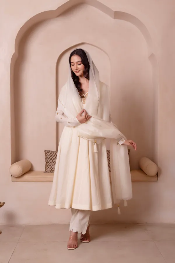 Off_White_Premium_Cotton_Anarkali_Suit_With_Gold_Embroidered_Border