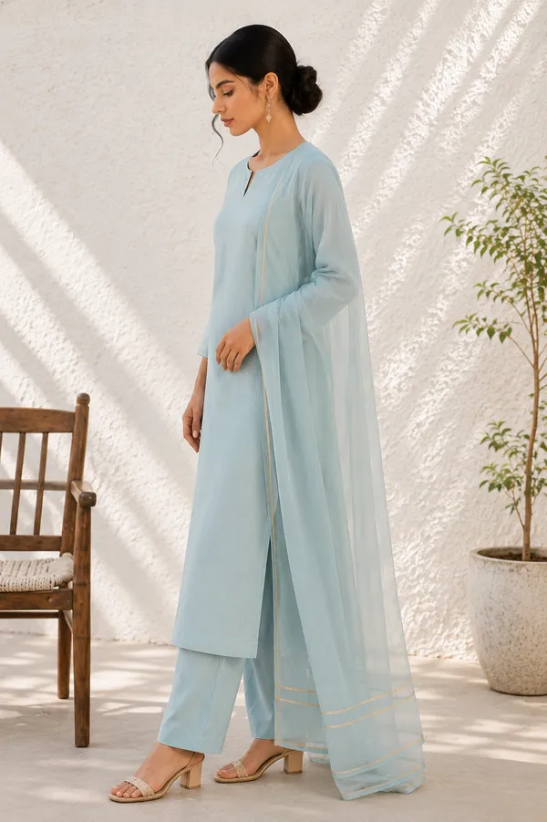 Sky_Blue_Premium_Cotton_Straight_Suit_With_Elegant_Gold_Border