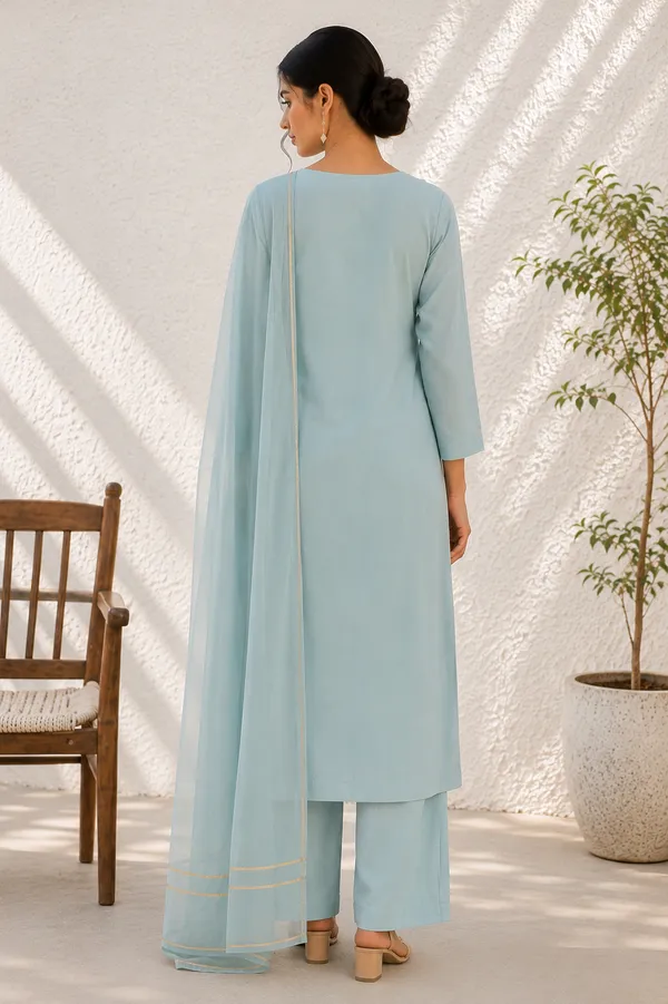 Sky_Blue_Premium_Cotton_Straight_Suit_With_Elegant_Gold_Border