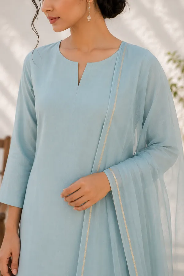 Sky_Blue_Premium_Cotton_Straight_Suit_With_Elegant_Gold_Border