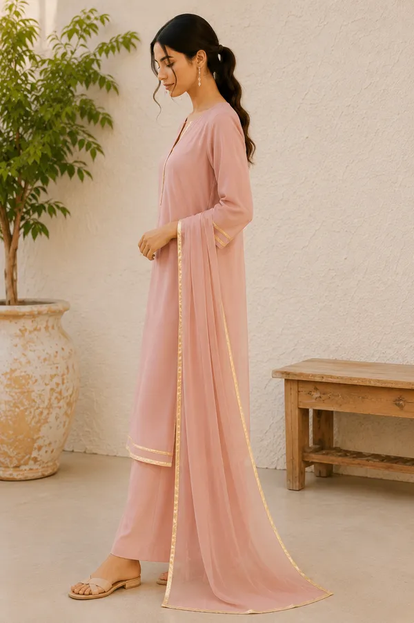 Ethnivo_Peach_Cotton_Salwar_Suit_With_Golden_Lace_Border