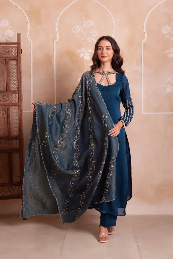 Ethnivo_Navy_Blue_Satin_Salwar_Suit_With_Embroidered_Organza_Border