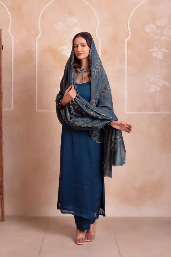 Ethnivo_Navy_Blue_Satin_Salwar_Suit_With_Embroidered_Organza_Border