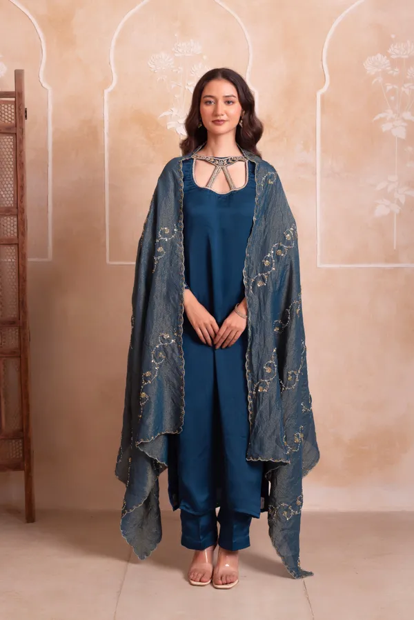 Ethnivo_Navy_Blue_Satin_Salwar_Suit_With_Embroidered_Organza_Border