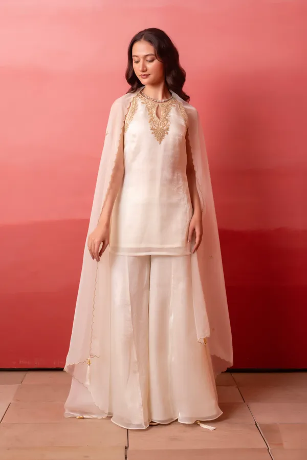 Ethnivo_Ivory_Organza_Palazzo_Suit_With_Golden_Scalloped_Border