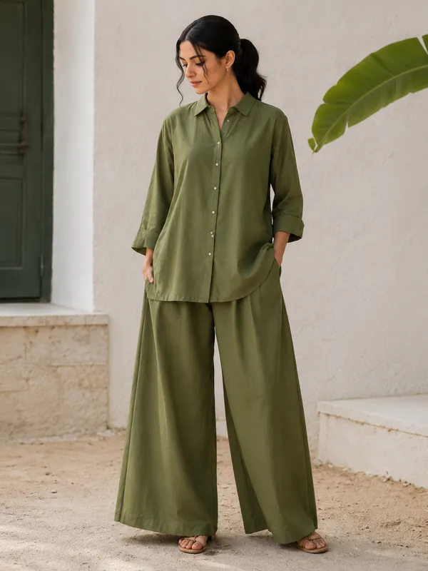 Ethnivo_Olive_Green_Cotton_Ready_Made_Co_Ord_Set