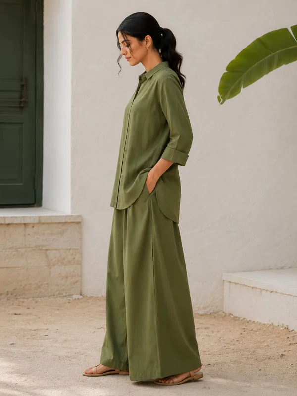 Ethnivo_Olive_Green_Cotton_Ready_Made_Co_Ord_Set
