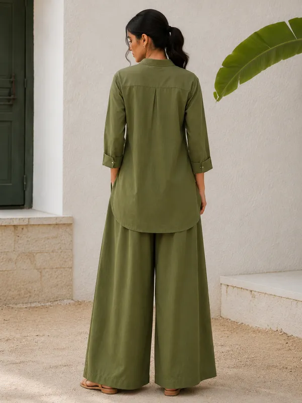 Ethnivo_Olive_Green_Cotton_Ready_Made_Co_Ord_Set